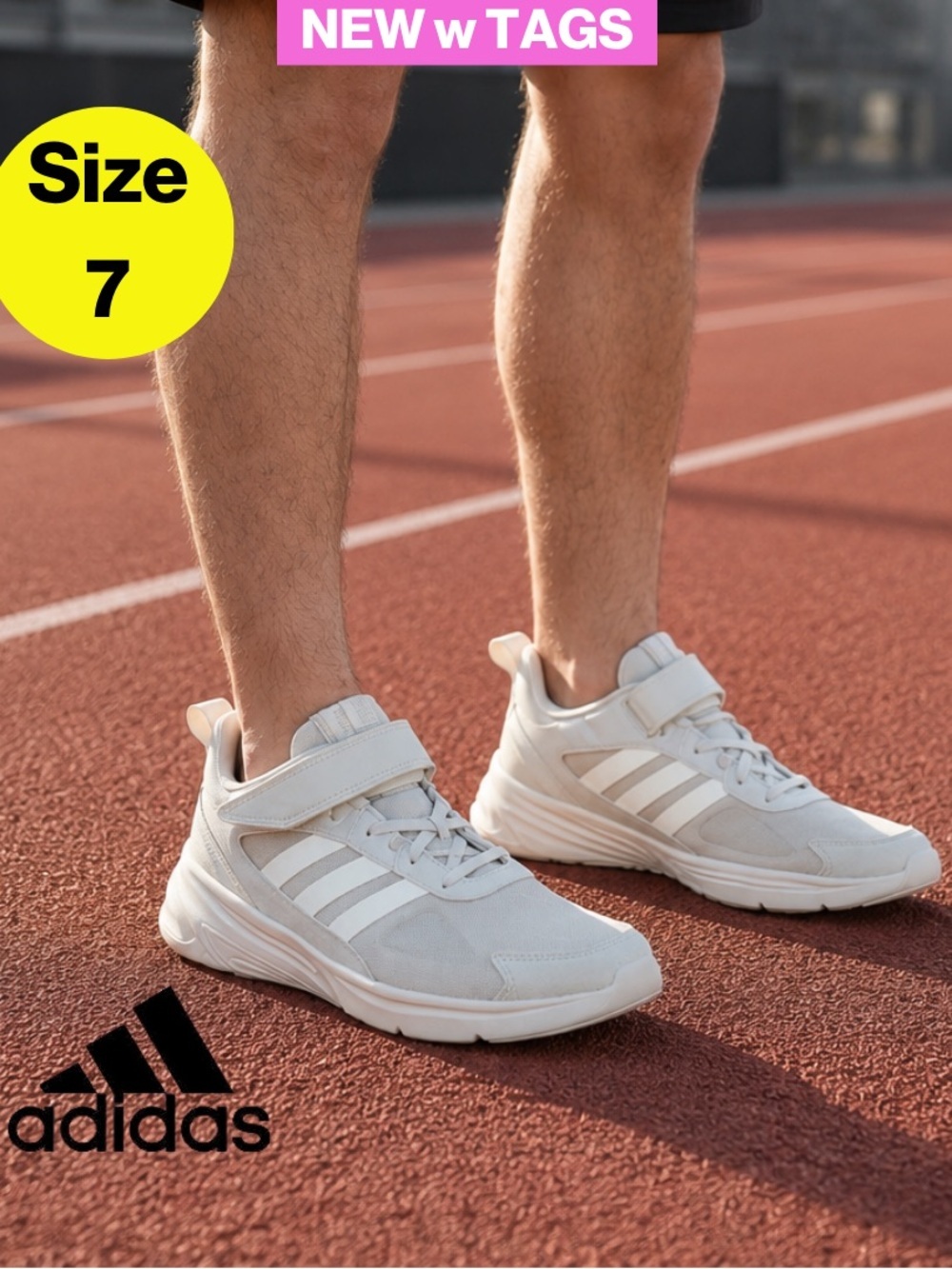 NEWw/TAGS🏷️ ADIDAS Ivory Athletic Cloadfoam Sneakers, Velcro Strap (Men’s 7)